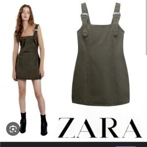 Country Style Green Denim Dress with Silver Buckle Straps Cowboy Carter